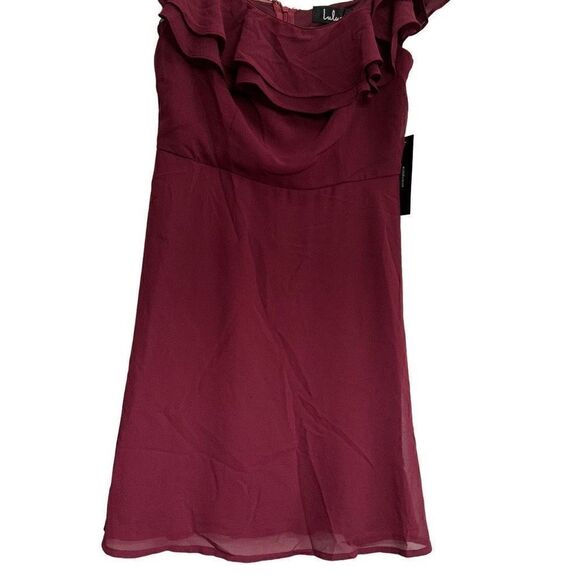 NWT Lulus maroon ruffle top dress size small - Picture 2 of 7